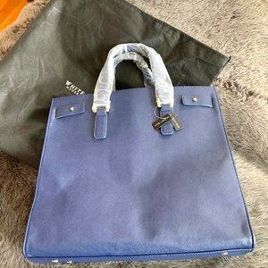White House Black Market - Navy Blue (Genuine Leather) Purse/Tote Bag
